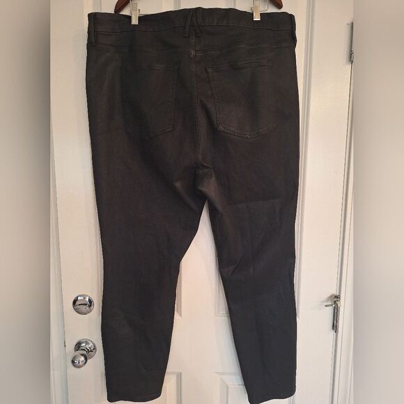 Good American Wax coated black straight leg jeans high waisted size 24 - Picture 2 of 8